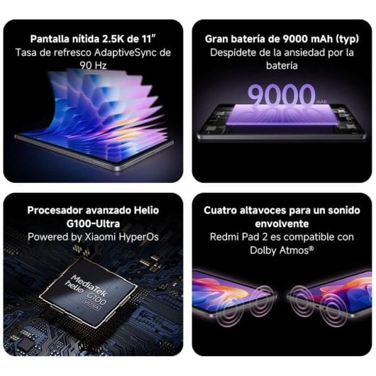 Tablet Xiaomi Redmi Pad 2 11" 4GB 128GB 4G HyperOS Gris Grafito