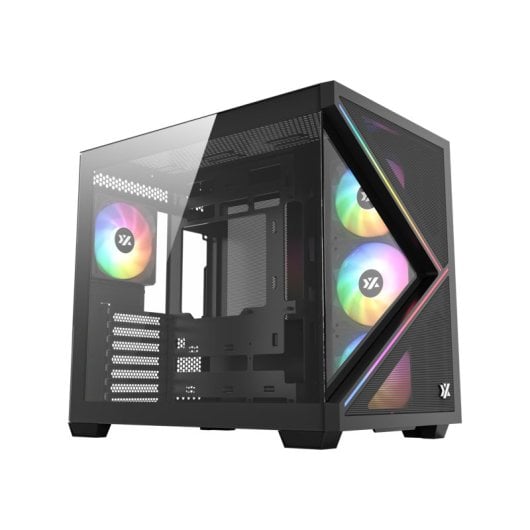 Boîtier ATX XYZ QUBEX en verre trempé ARGB USB-C à mailles cubiques, noir/blanc