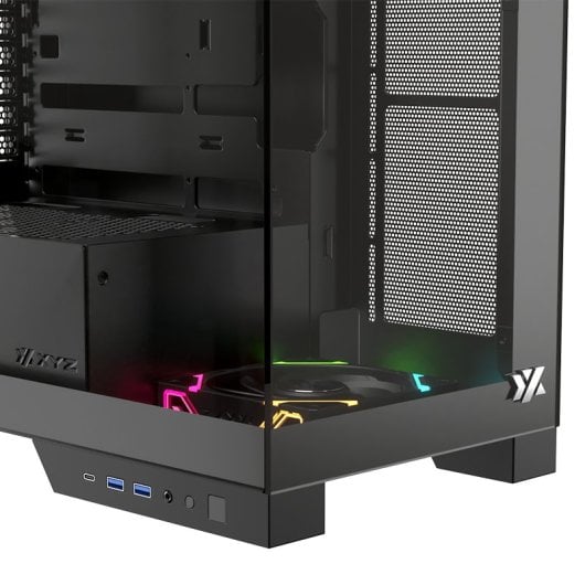 Boîtier de jeu panoramique ATX XYZ Trifecta en verre trempé, 2x VORTEX A-RGB USB-C