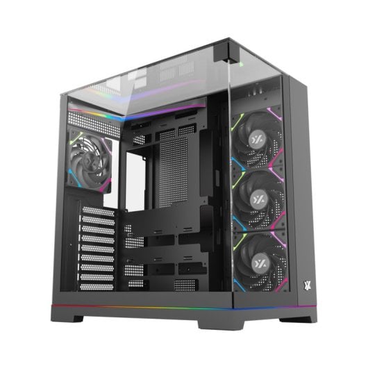 Caja Gaming XYZ Tesseract 4 Ventiladores A-RGB/3 Vidrios Templados/ATX/Panel Ultra Panorámico