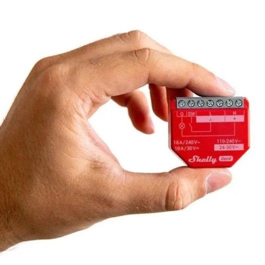Relais Wi-Fi Shelly 1PM Vermelho Connectivité Wi-Fi Bluetooth Zigbee Suivi de l'énergie, Protection contre les surcharges
