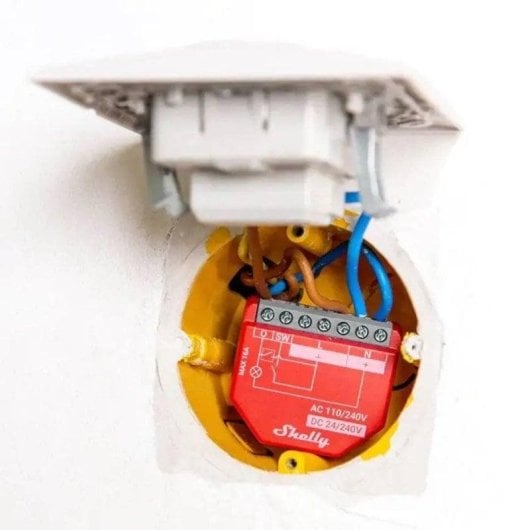 Relais Wi-Fi Shelly 1PM Vermelho Connectivité Wi-Fi Bluetooth Zigbee Suivi de l'énergie, Protection contre les surcharges