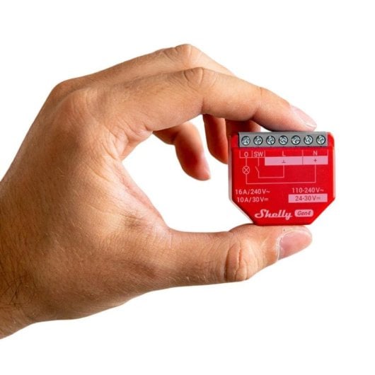 Relais Wi-Fi Shelly 1PM Vermelho Connectivité Wi-Fi Bluetooth Zigbee Suivi de l'énergie, Protection contre les surcharges