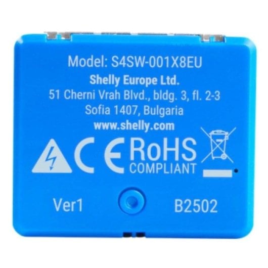 Relais Wi-Fi Shelly 1 Mini Gen4 Multiprotocole Bluetooth Zigbee Matter Contrôle de l’éclairage, Suivi de l’énergie, Encastrable, Protection contre la surchauffe