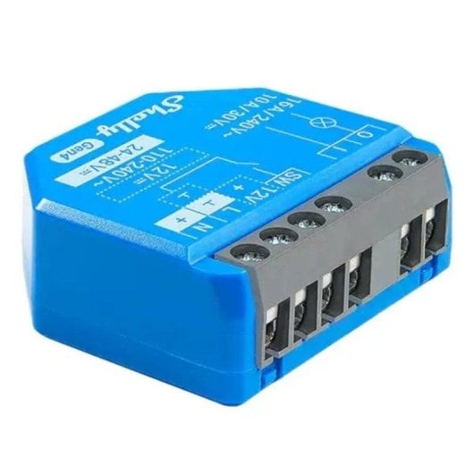Relais Wi-Fi Shelly 1 Gen4 Bleu Connectivité Wi-Fi Zigbee Bluetooth Matter Contrôle de l’éclairage et des appareils, Encastrable