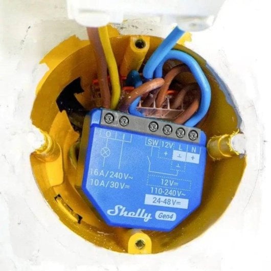 Relais Wi-Fi Shelly 1 Gen4 Bleu Connectivité Wi-Fi Zigbee Bluetooth Matter Contrôle de l’éclairage et des appareils, Encastrable