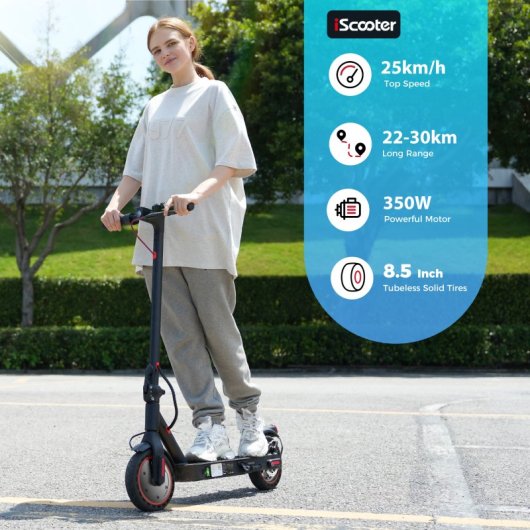 iScooter 25km/h 30km Reichweite 350W Elektroroller mit App und Vollgummireifen