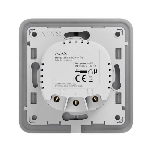 Interrupteur tactile modulaire Ajax Smart Light Core 2 W sans fil neutre