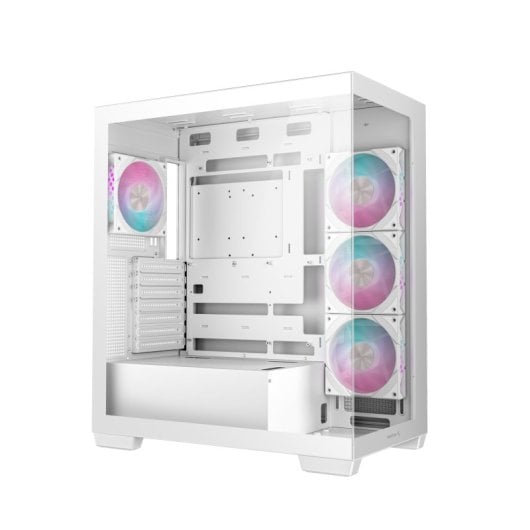 Boîtier tour DeepCool CG580 4F ATX RGB blanc avec 4 ventilateurs PWM-ARGB et verre trempé