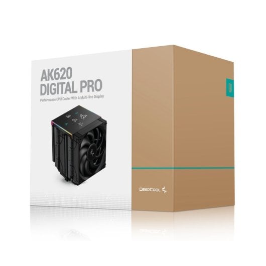 DeepCool AK620 Digital Pro Schwarzer CPU-Kühler mit 6 ARGB-Heatpipes und digitalem Anzeigesensor