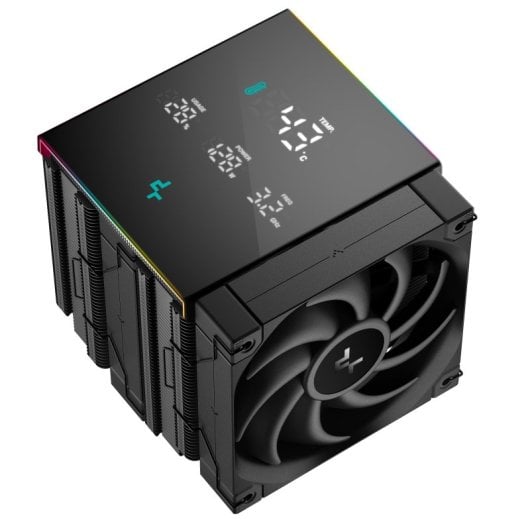 DeepCool AK620 Digital Pro Schwarzer CPU-Kühler mit 6 ARGB-Heatpipes und digitalem Anzeigesensor