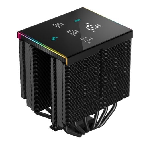 DeepCool AK620 Digital Pro Schwarzer CPU-Kühler mit 6 ARGB-Heatpipes und digitalem Anzeigesensor