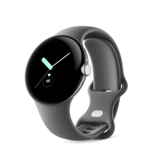Google Pixel Watch WiFi NFC GPS 41mm AMOLED Silber/Charcoal S/L Wasserdicht 5ATM SpO2 Pulsmesser