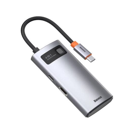 Hub USB-C Baseus Metal Gleam 4 en 1 HDMI 100W PD Aluminio Universal