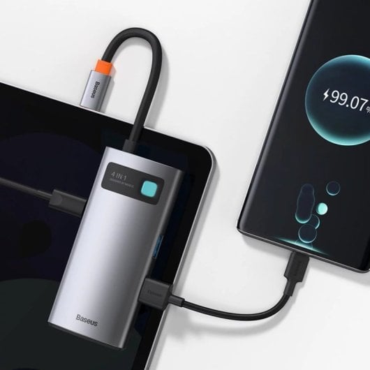 Hub USB-C Baseus Metal Gleam 4 en 1 HDMI 100W PD Aluminio Universal