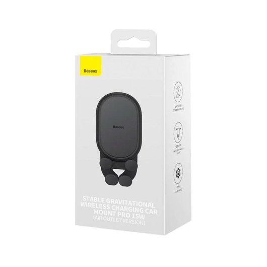 Supporto per smartphone Baseus Gravity Grid, caricabatterie wireless da 15 W, in silicone, 5,4-6,7" (nero)