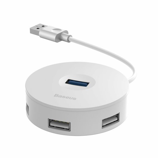 Baseus Hub USB CAHUB-F02 Bianco, 4 porte (1 USB 3.0, 3 USB 2.0), 5 Gbps, 0,25 m