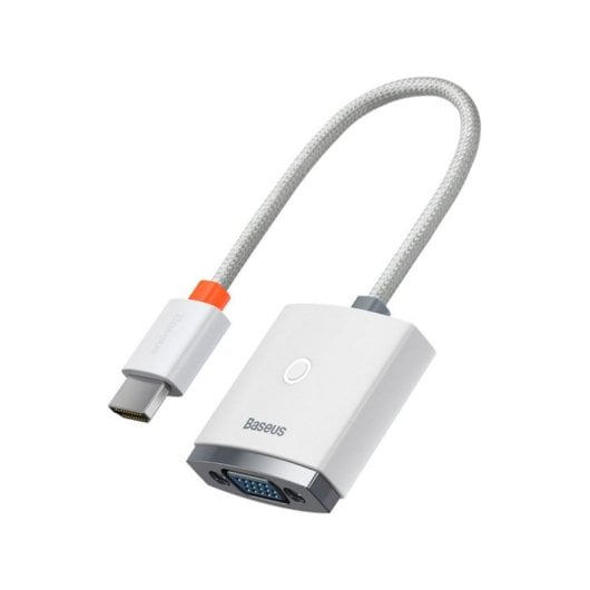 Adaptador Baseus HDMI para VGA branco com saída de áudio mini jack de 3,5 mm