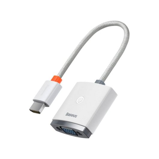 Adaptador Baseus HDMI para VGA branco com saída de áudio mini jack de 3,5 mm