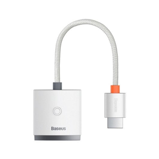 Adaptador Baseus HDMI para VGA branco com saída de áudio mini jack de 3,5 mm