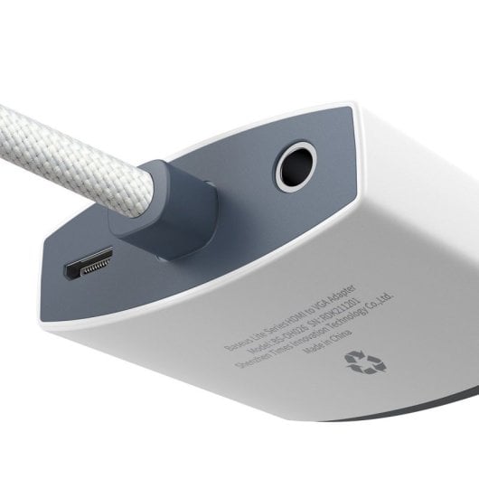 Adaptador Baseus HDMI para VGA branco com saída de áudio mini jack de 3,5 mm