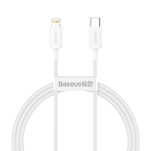 Câble Baseus USB-C vers Lightning 1 m Blanc Charge rapide 20 W iPhone PD