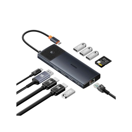 Hub USB-C Baseus Gleam Serie II 11 en 1 100W 4K 60Hz Triple Pantalla SD/TF3.0 Negro