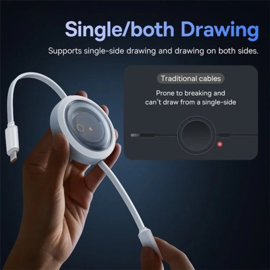 Baseus Free2Draw Cabo Retrátil 3-em-1 USB-C/Lightning/MicroUSB 100W 1.1m Branco