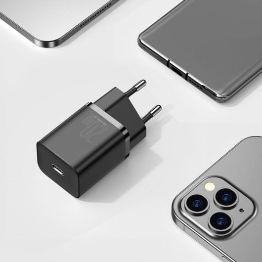 Cargador USB-C Baseus 1C Super Si 20W con carga rápida y cable Lightning 1M Negro