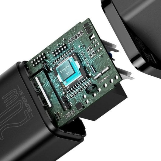 Cargador USB-C Baseus 1C Super Si 20W con carga rápida y cable Lightning 1M Negro