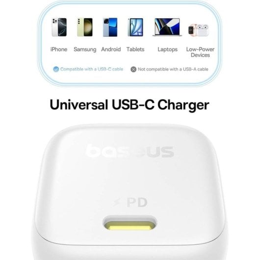 Baseus PicoGo GaN Caricabatterie Ultra-Mini 45W Bianco USB-C Ricarica Rapida Compatto