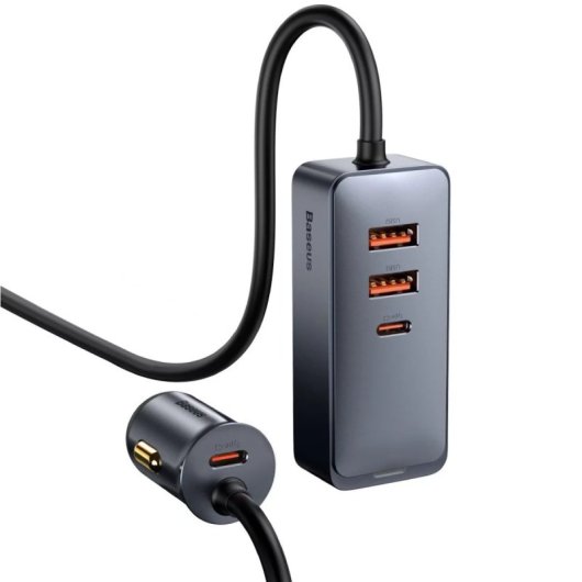 Cargador de coche Baseus Share Together 4 Puertos USB-C/USB, Cable 1.5m, Protección avanzada
