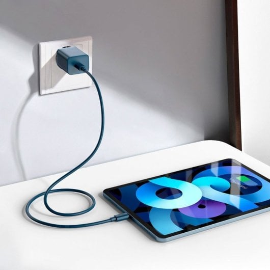 Baseus Super Si 1C 20W Caricabatterie Blu con Cavo USB-C da 1 M PD Ricarica Rapida