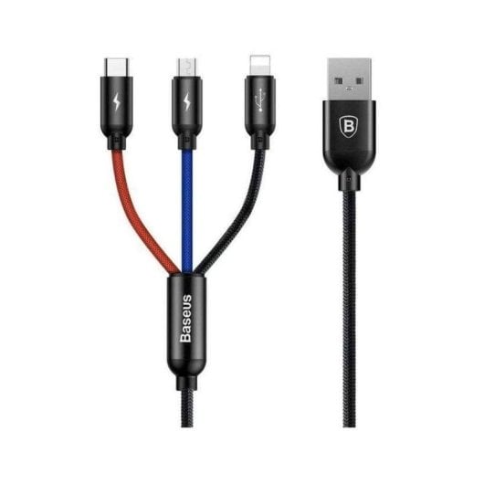 Câble USB Baseus CAMLT-BSY01 3en1 1,2m USB A vers Type-C Lightning Micro USB