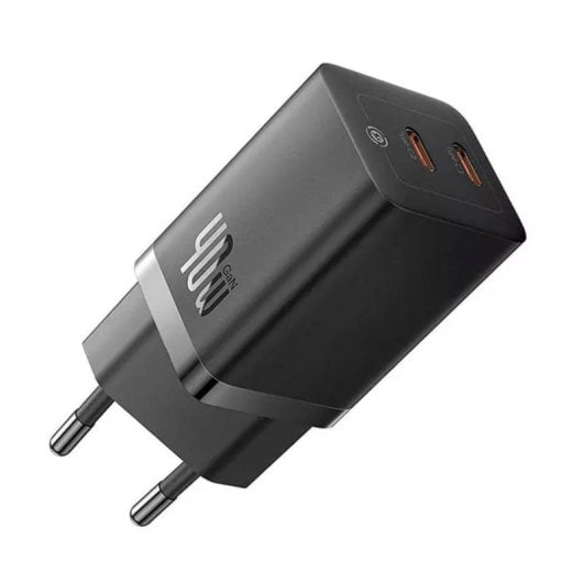 Chargeur double USB-C Baseus GaN5 Pro 40 W, charge rapide, protection multiport, noir