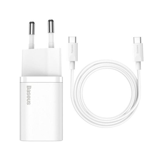 Cargador Baseus TZCCSUP-L01 25W Super Si USB-C 1 Puerto Carga Rápida Blanco 1m
