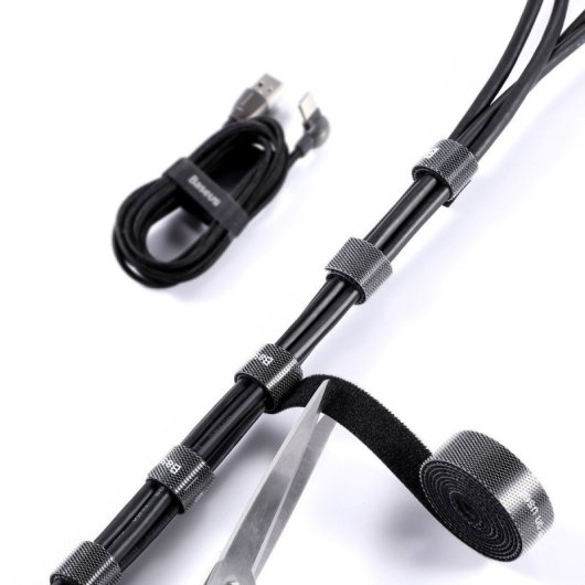 Organizador de cable Baseus ACMGT-F01 3m Velcro Negro Franela 12.5mm Corte a Medida