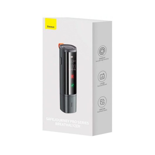 Alcoholímetro Baseus SafeJourney ProGrey Sensor Alta Precisión Pantalla LCD Multifunción