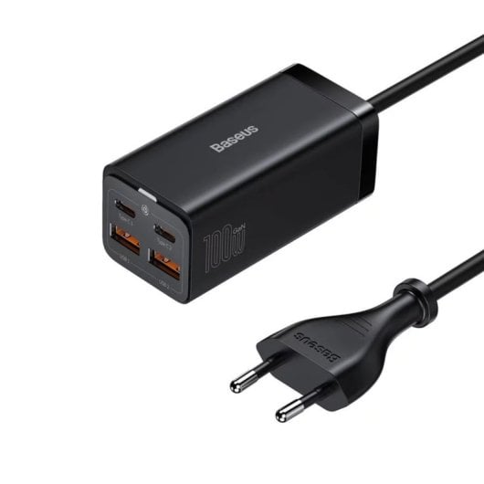 Cargador Baseus Quick Charger GaN3 Pro 100W Negro 4 Puertos con Cable USB-C 1,5m
