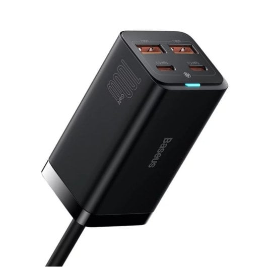 Cargador Baseus Quick Charger GaN3 Pro 100W Negro 4 Puertos con Cable USB-C 1,5m
