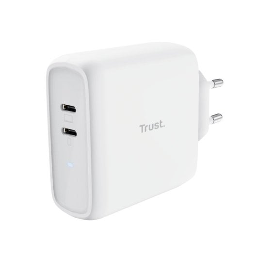 Cargador Trust Maxo 65W Doble USB-C PPS Fast Charge Blanco Indicador LED