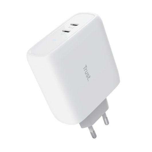 Cargador Trust Maxo 65W Doble USB-C PPS Fast Charge Blanco Indicador LED