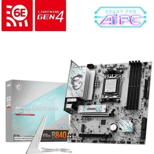 Carte mère MSI B840M GAMING PLUS WIFI6E AMD B840 Socket AM5 DDR5 micro ATX WiFi 6E 2.5GbE M.2 RAID