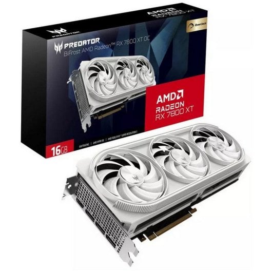 Carte graphique Acer Radeon RX 7800 XT 16 Go GDDR6 blanche overclockée à trois ventilateurs