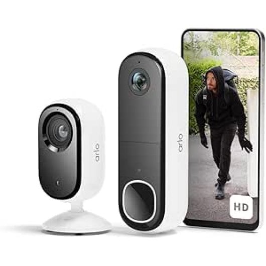 Caméra IP Arlo Essential 2 intérieure 2K + sonnette vidéo sans fil avec vision nocturne et Alexa