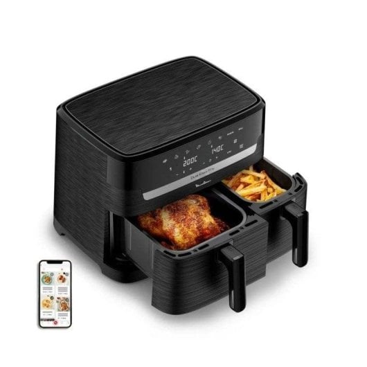 Moulinex Dual Easy Fry EZ901N Freidora de Aire Doble 8.3 L Independiente 2450W  Negra