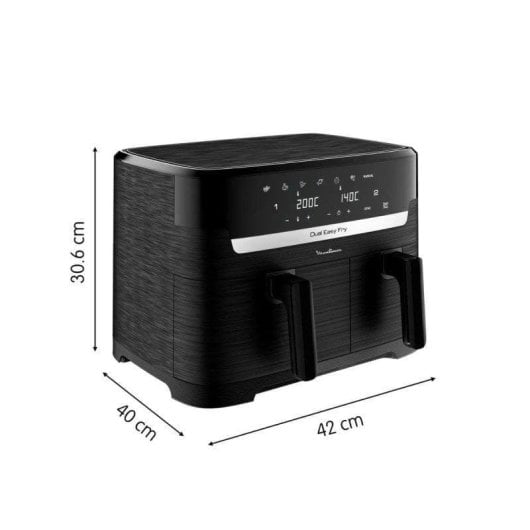 Moulinex Dual Easy Fry EZ901N Freidora de Aire Doble 8.3 L Independiente 2450W  Negra