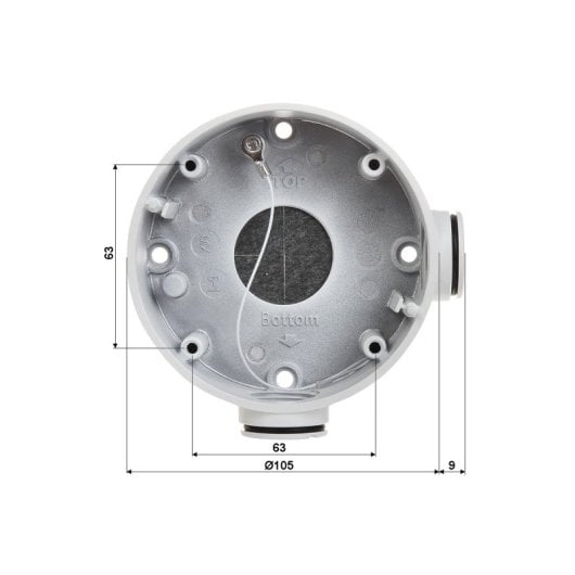 Caja de conexiones Hikvision DS-1260ZJ para cámaras bullet, soporte hasta 4,5Kg, instalación profesional