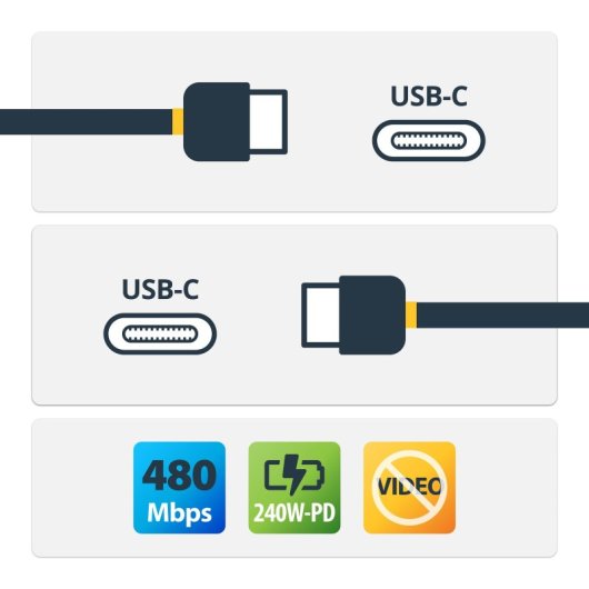 Câble de charge USB-C 3 m 240 W certifié USB-IF noir StarTech EPR TPE haute durabilité