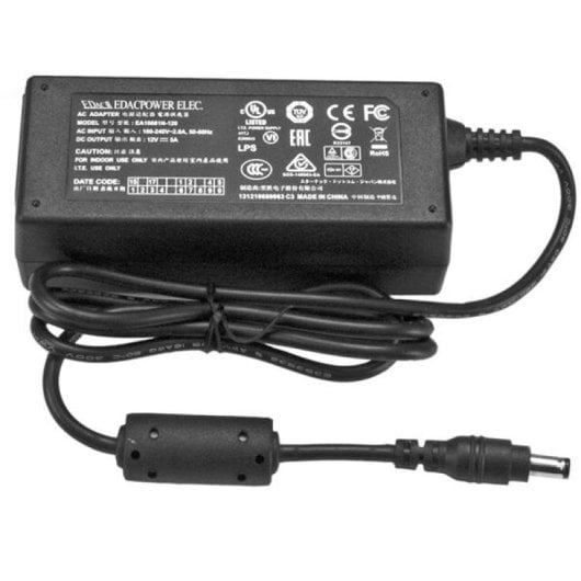 Fuente de Alimentación StarTech 12V 5A Universal CE FCC UL SVA12M5NA Conector Tipo M y Cables AU/EU/JP/NA/UK